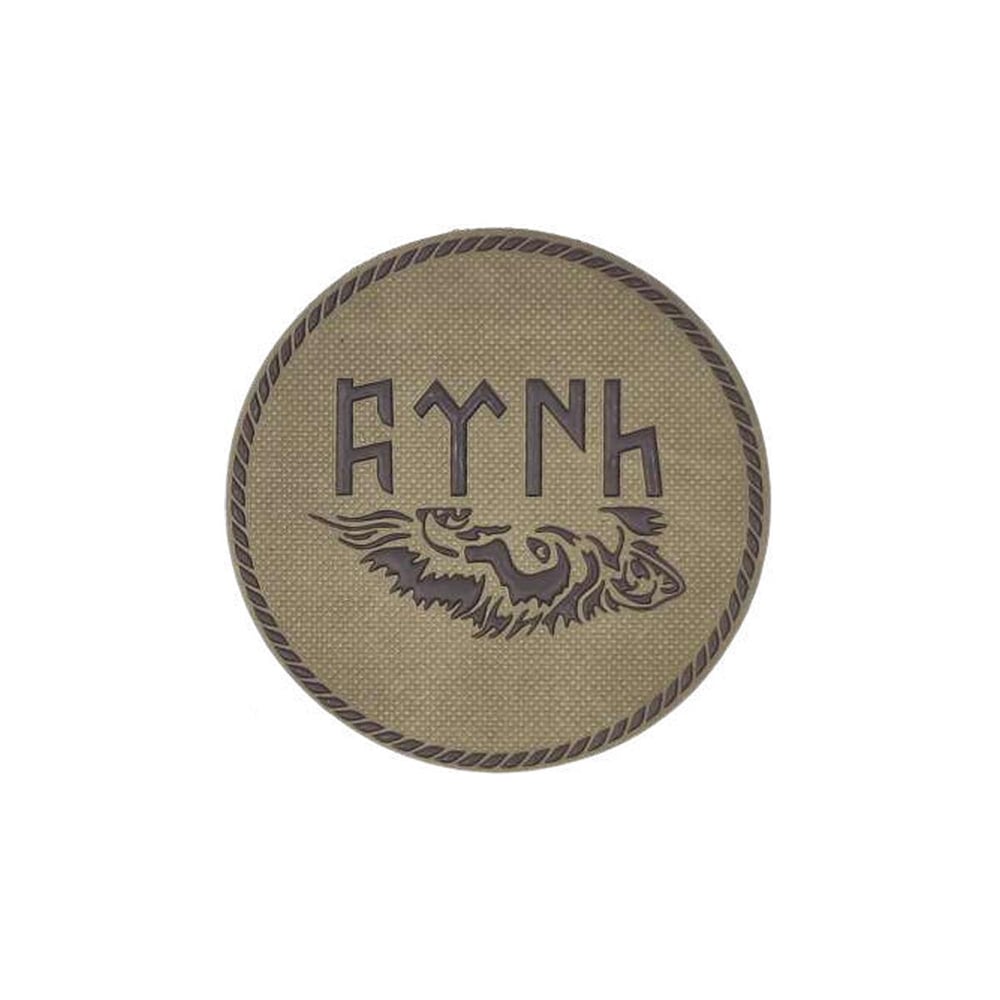 Göktürkçe Türk Yazılı ve Kurt Silüetli Çöl Rengi Patch 3D
