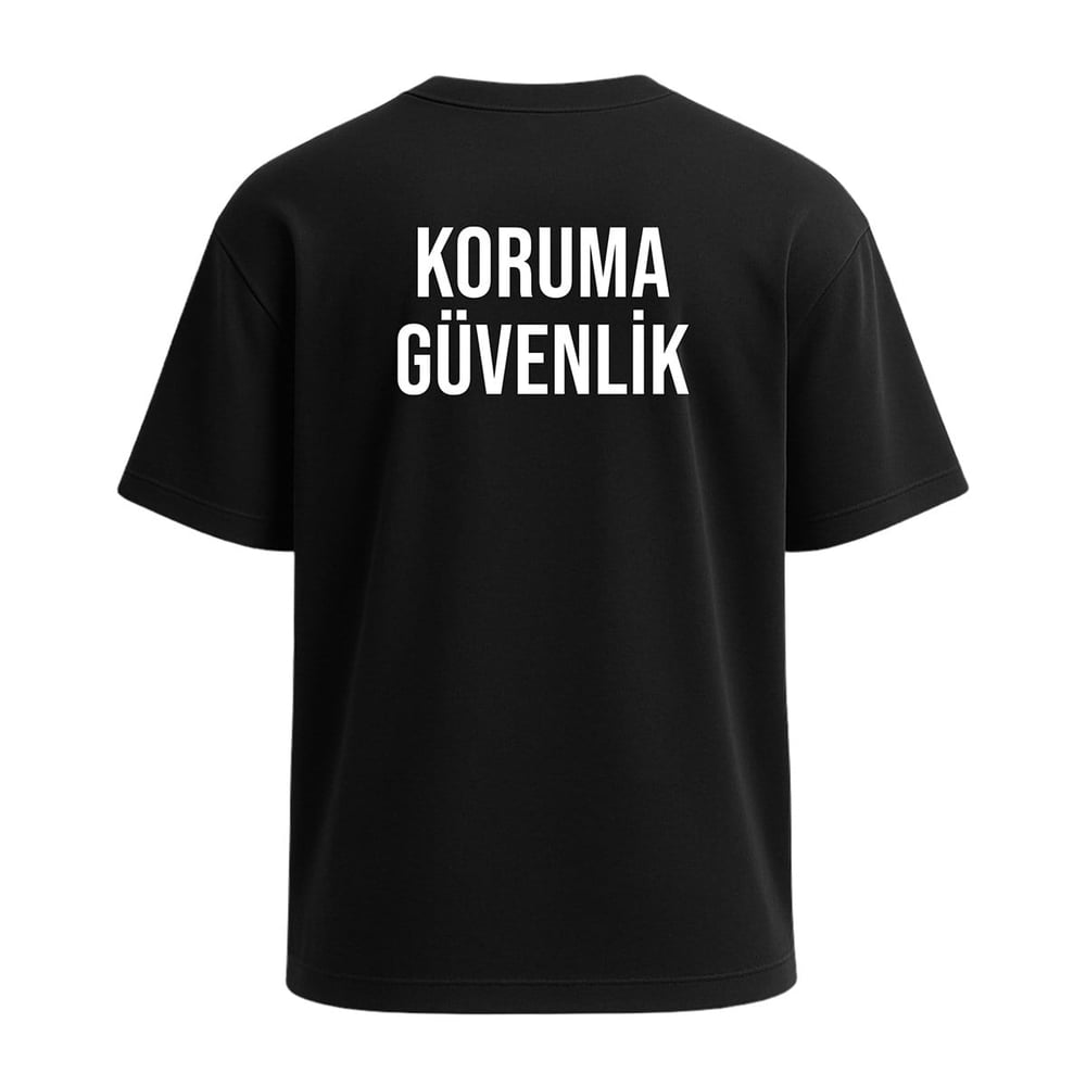 Koruma Güvenlik Tişört Baskılı Bisiklet Yaka Pamuklu Siyah