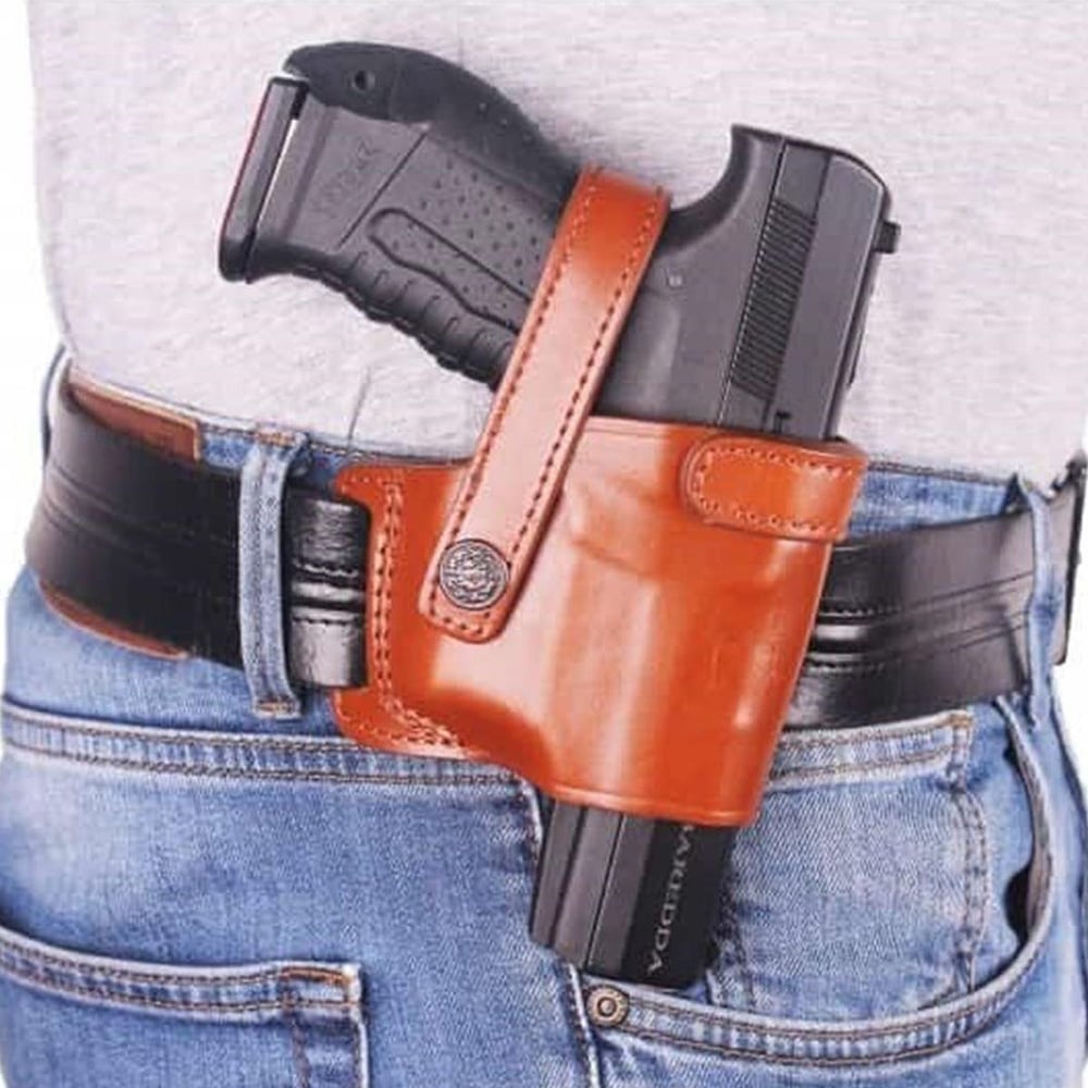 Kurusıkı Tabanca Kılıfı Universal Model Spor Deri Kılıf Taba