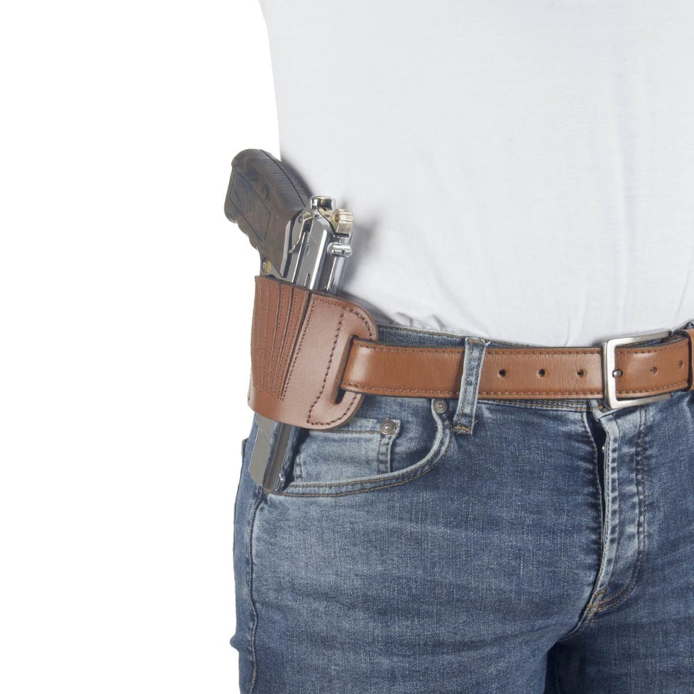 Perdeli Mini Kelebek Deri Tabanca Kılıfı Taba