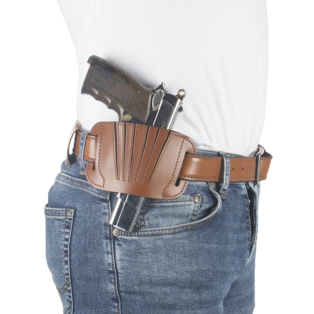 Perdeli Mini Kelebek Deri Tabanca Kılıfı Taba