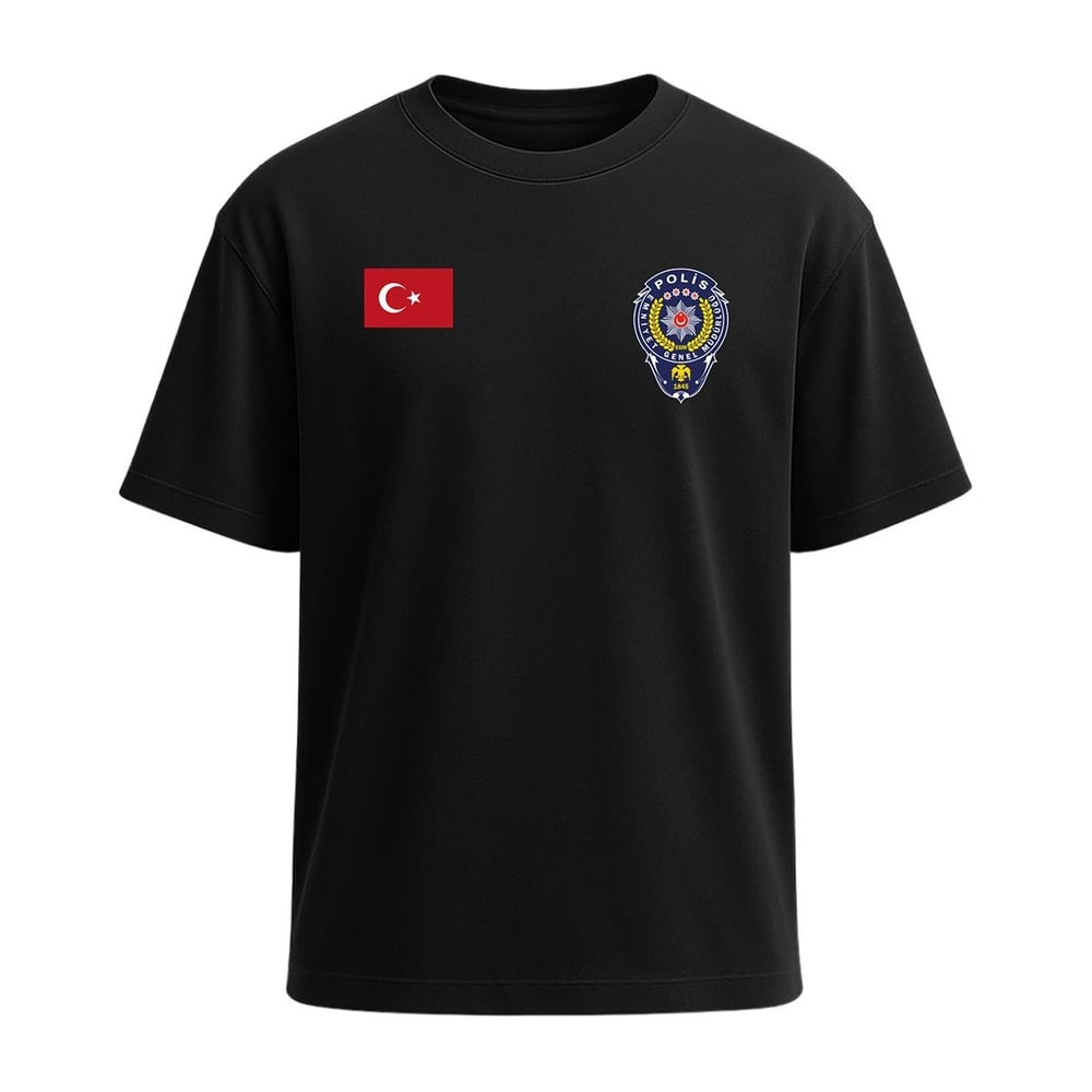Polis Atış Eğitmeni Baskılı Tişört Siyah