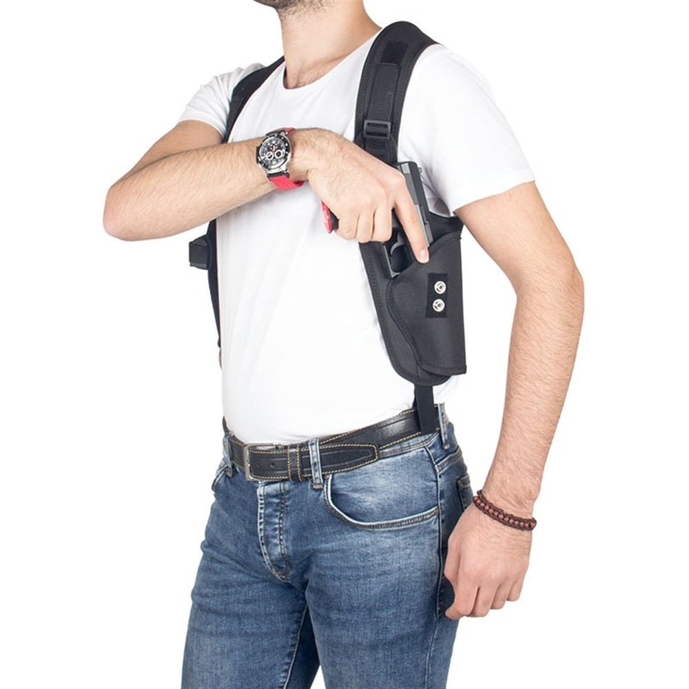 Airsoft Tabanca Kılıfı Universal Tüm Tabancalar İçin Şarjörlüklü Koltukaltı Kumaş Siyah