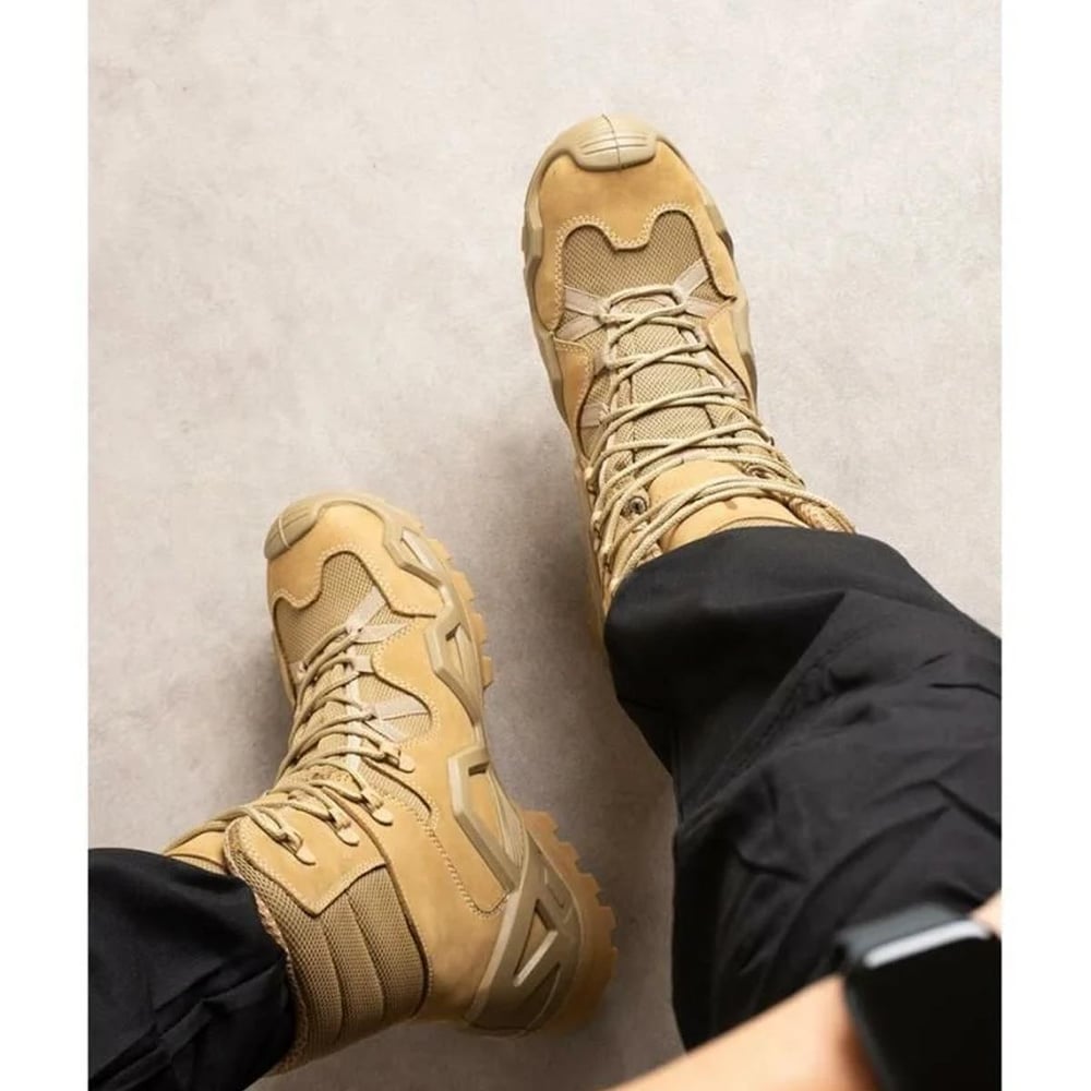 Single Sword Waterproof Nubuk Deri Askeri Bot Çöl Rengi