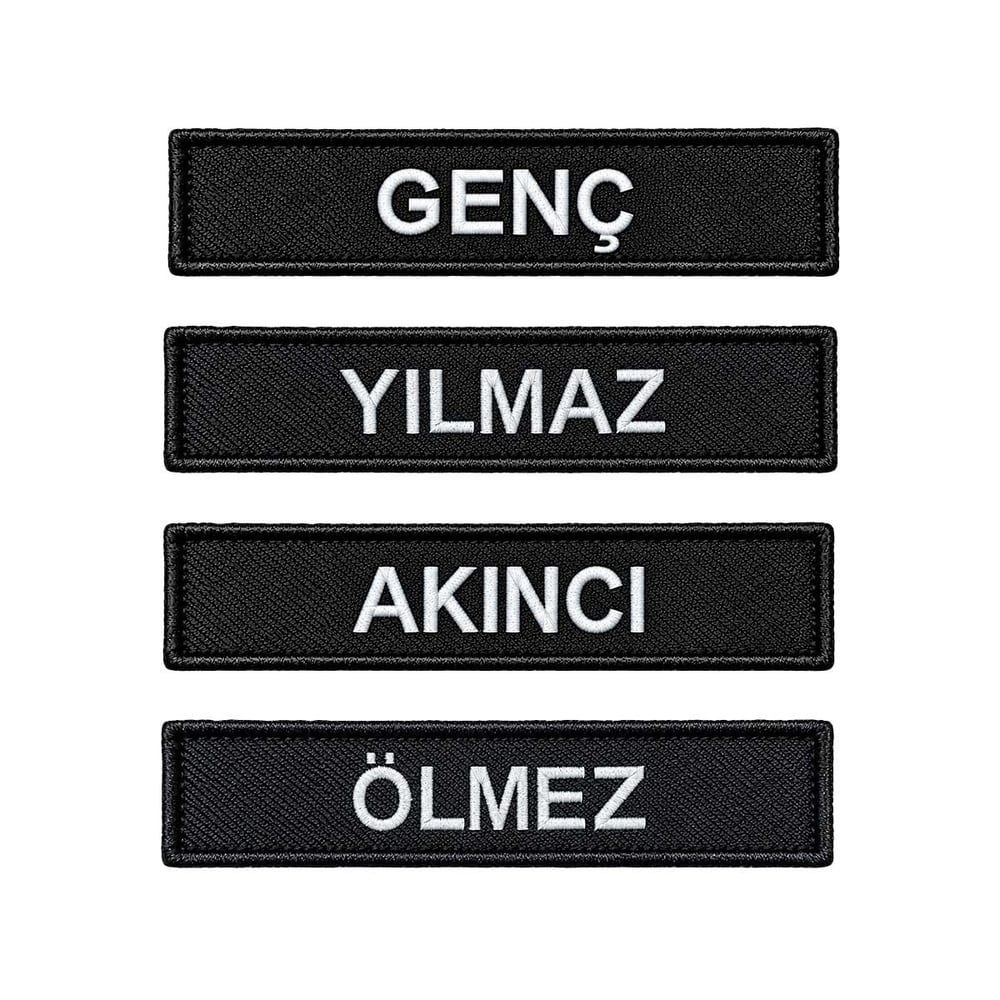 Siyah Nakışlı İsimlik 2 Adet - Kişiye Özel Cırtlı İsim Soyisim Patch