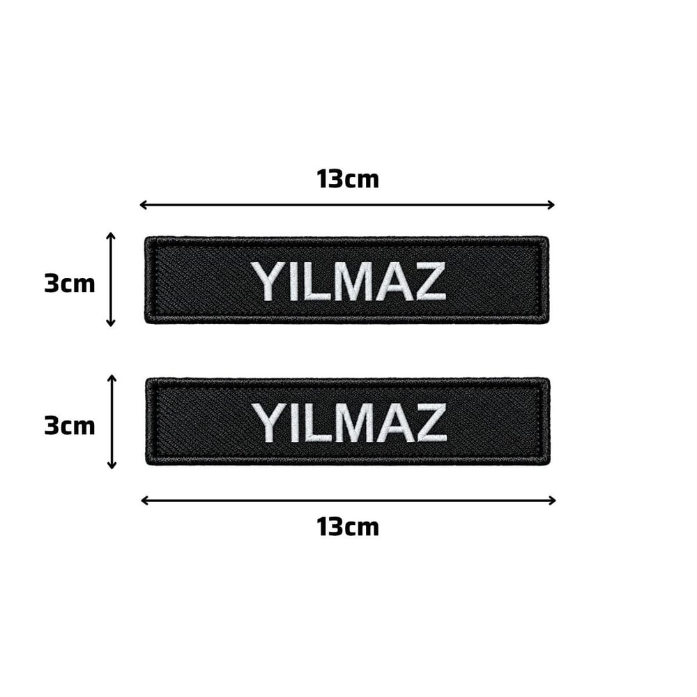 Siyah Nakışlı İsimlik 2 Adet - Kişiye Özel Cırtlı İsim Soyisim Patch