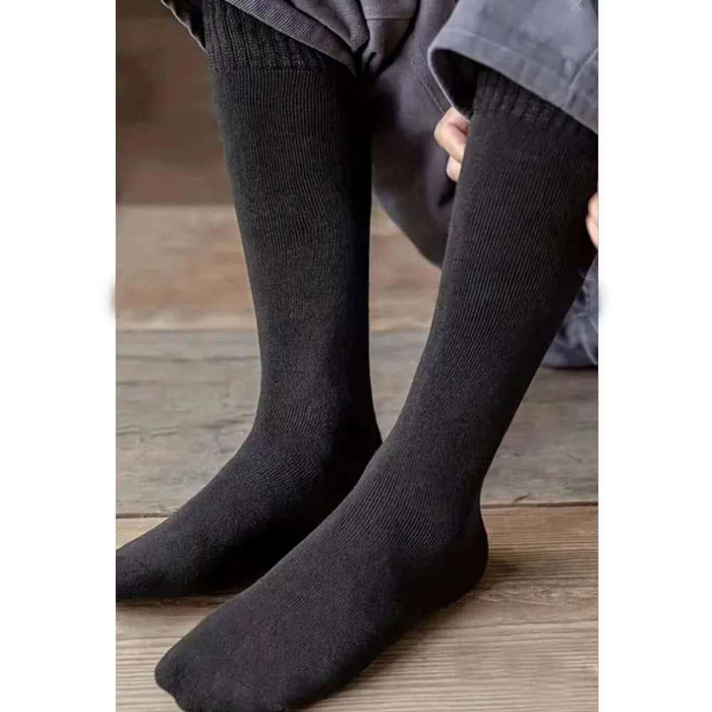 Siyah Uzun Konç Kışlık Termal Havlu Çorap