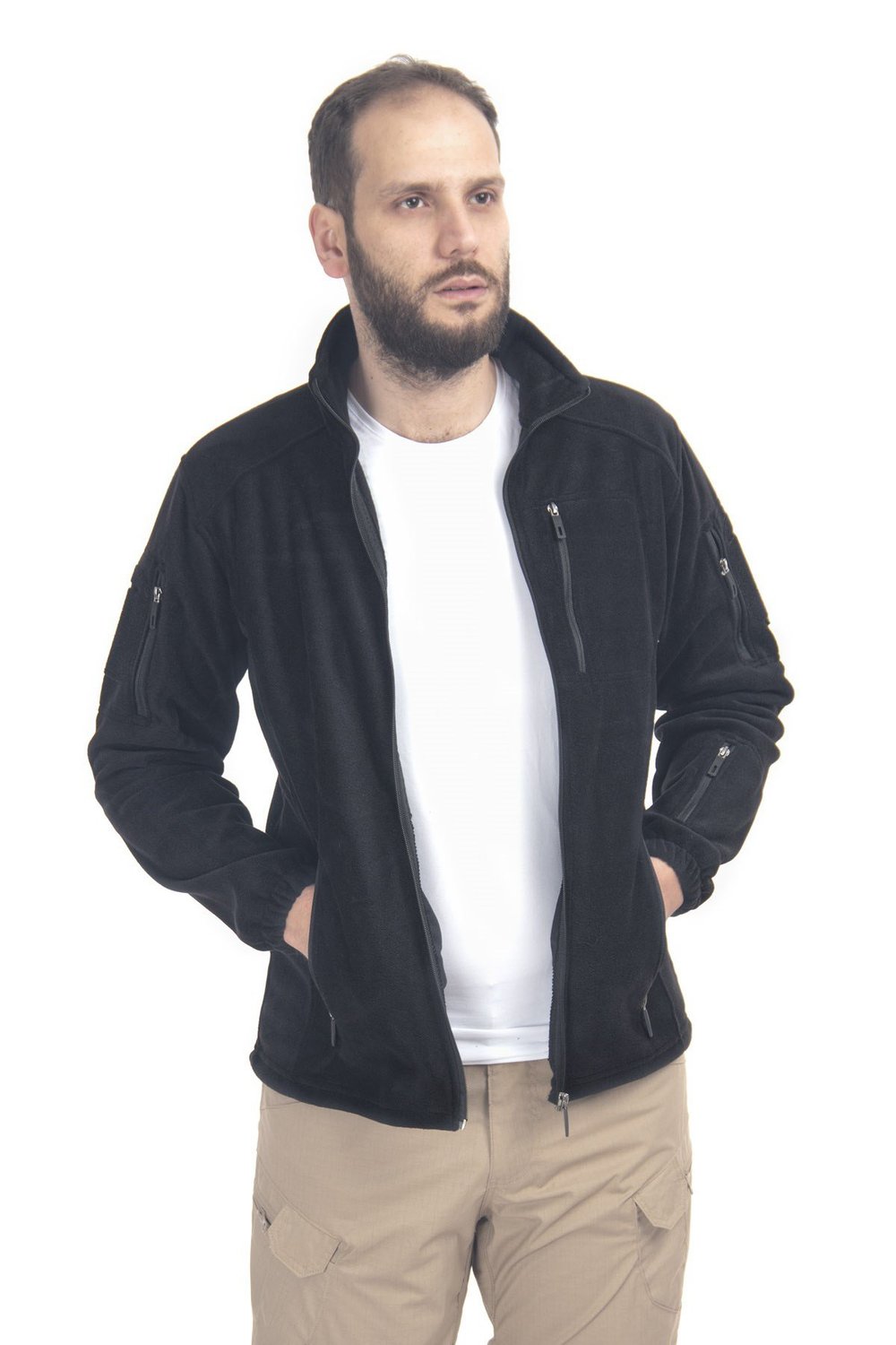 Special Taktik Polar Erkek Çok Cepli Polar Hırka Siyah