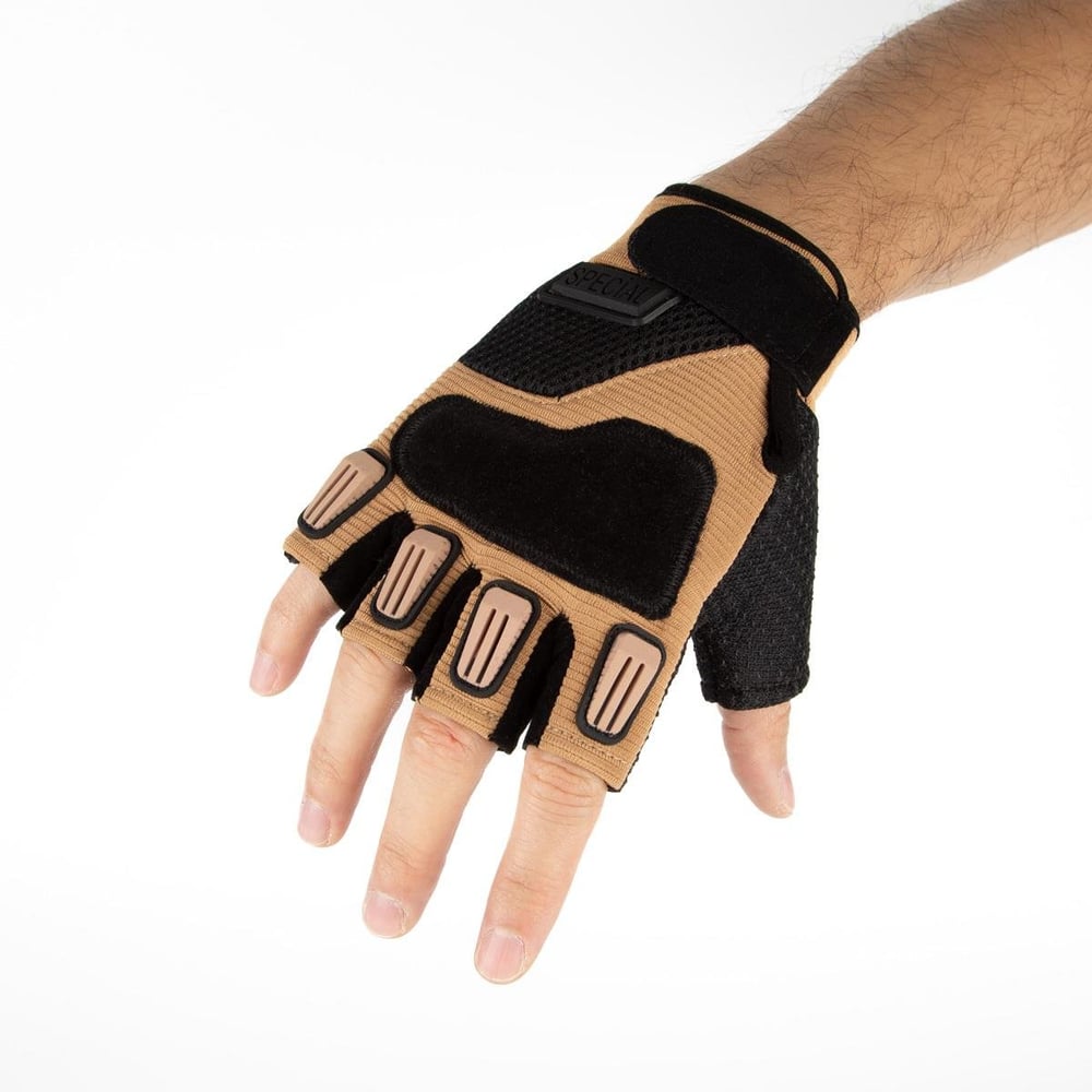 Special Yarım Parmak Taktik Atış Eldiveni Çöl Rengi