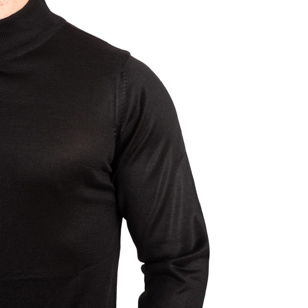 Tugan Erkek Slim Fit Yarım Balıkçı Yaka Kazak Siyah