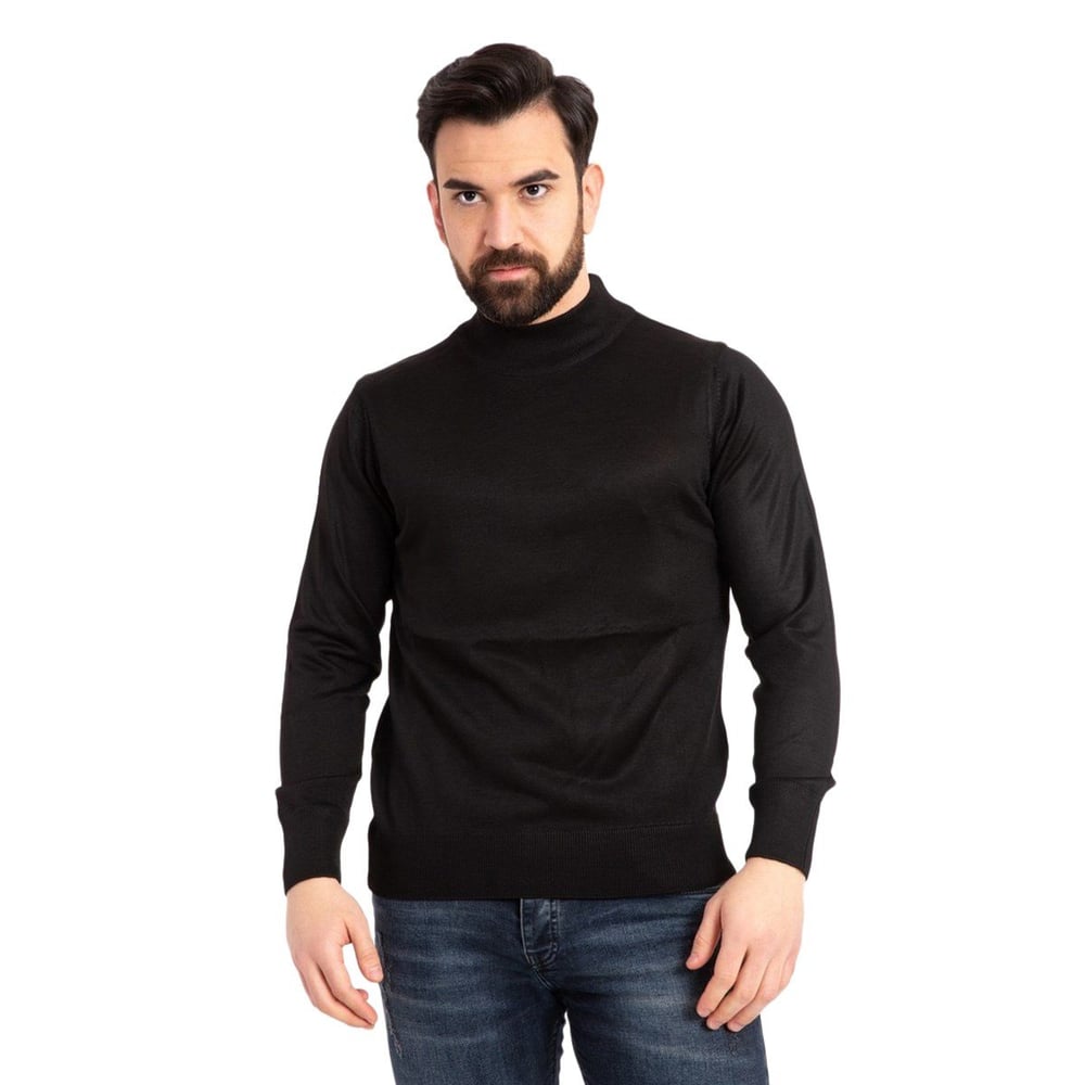 Tugan Erkek Slim Fit Yarım Balıkçı Yaka Kazak Siyah