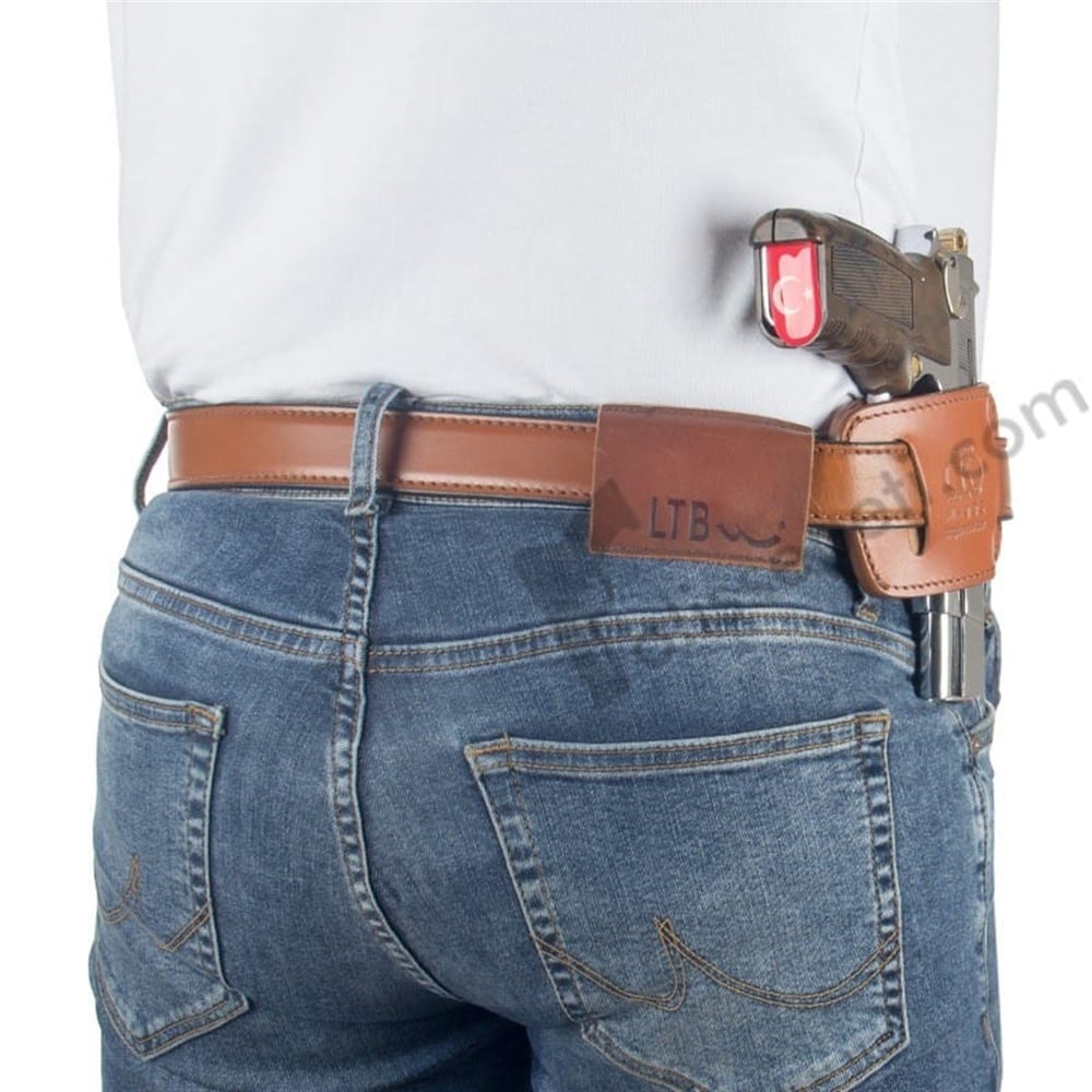 Airsoft Silah Kılıfı Universal Tüm Tabancalar İçin İç Ve Dış Taşıma Sağ-Sol Deri Maşalı Taba