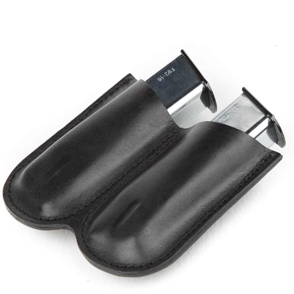 Wolf Holster Deri Şarjör Kılıfı Çiftli Maşasız Siyah Hızlı Çekim