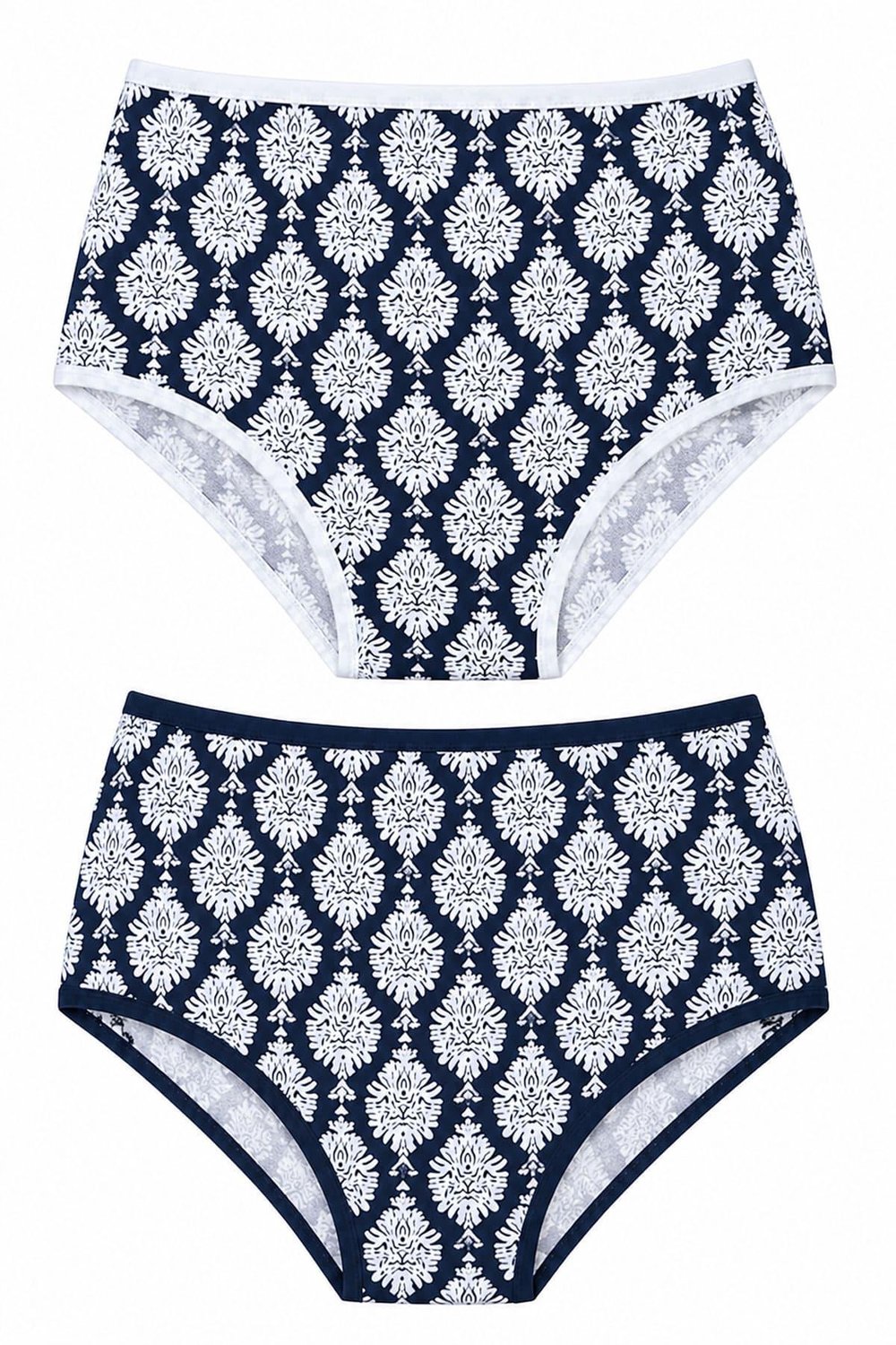 2'li Kadın Damalı Desenli Yüksek Bel Bikini Külot Seti