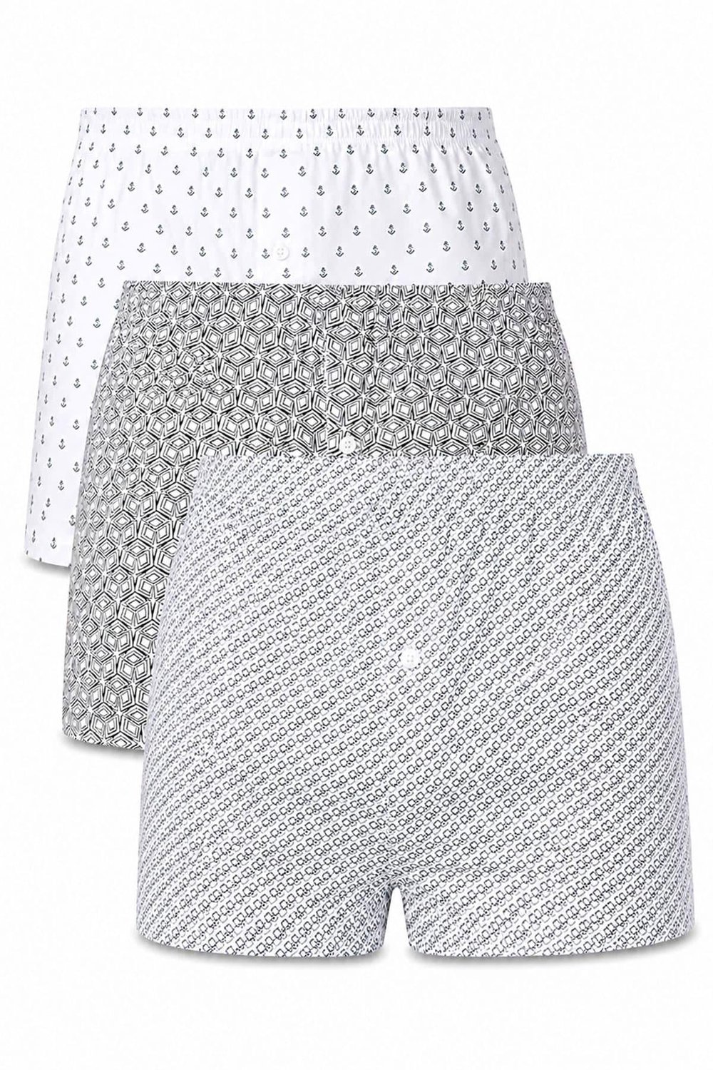 3'lü Erkek Extra Battal Desenli Pamuklu Boxer (S - 7XL Geniş Beden)