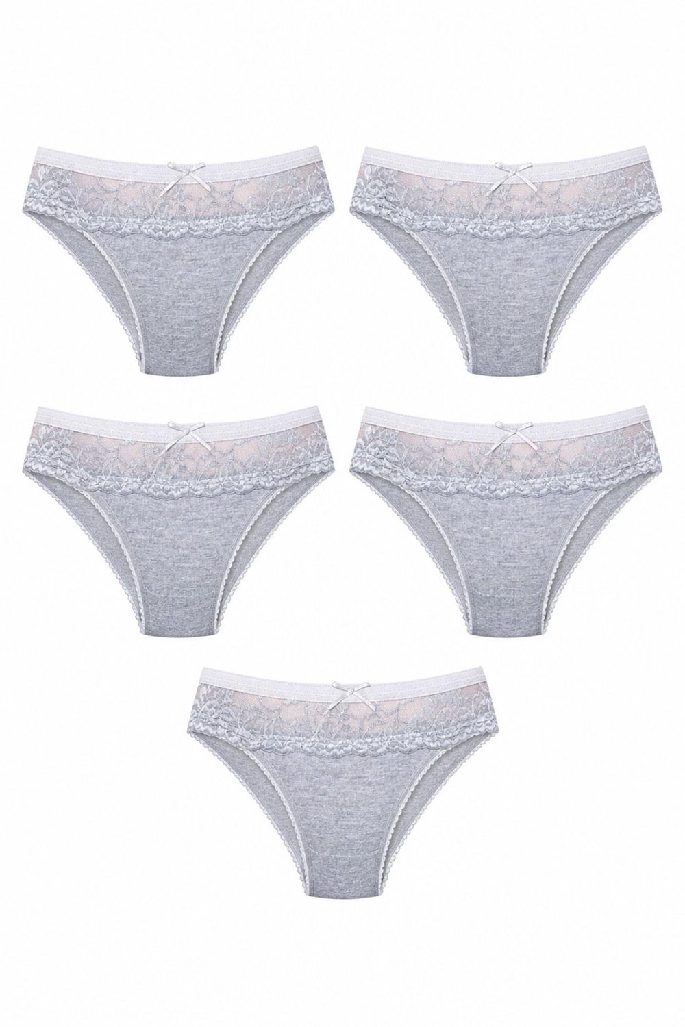 5'li Kadın Dantelli Pamuklu Bikini Külot Seti Funda