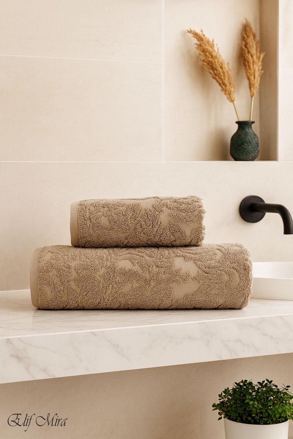 Banyo & Yüz Havlusu Seti %100 Pamuk 90x150 + 50x90 cm – Amorivy