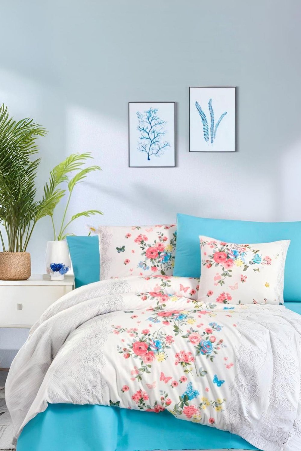 Çift Kişilik Ranforce Nevresim Takımı %100 Pamuklu Butterfly