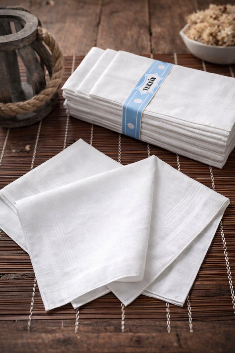 Teksin El Yüz Cep Mendili Beyaz 12 li Paket 36x36 Cm TM Beyaz