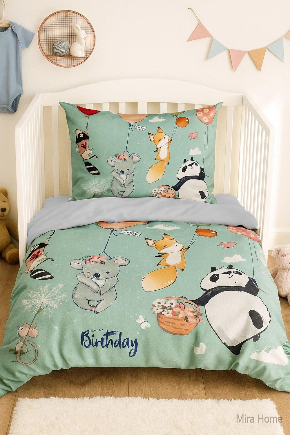 Yenidoğan Kız / Erkek Unisex Bebek Nevresim Takımı 3D Pamuklu Sevimli Hayvanlar