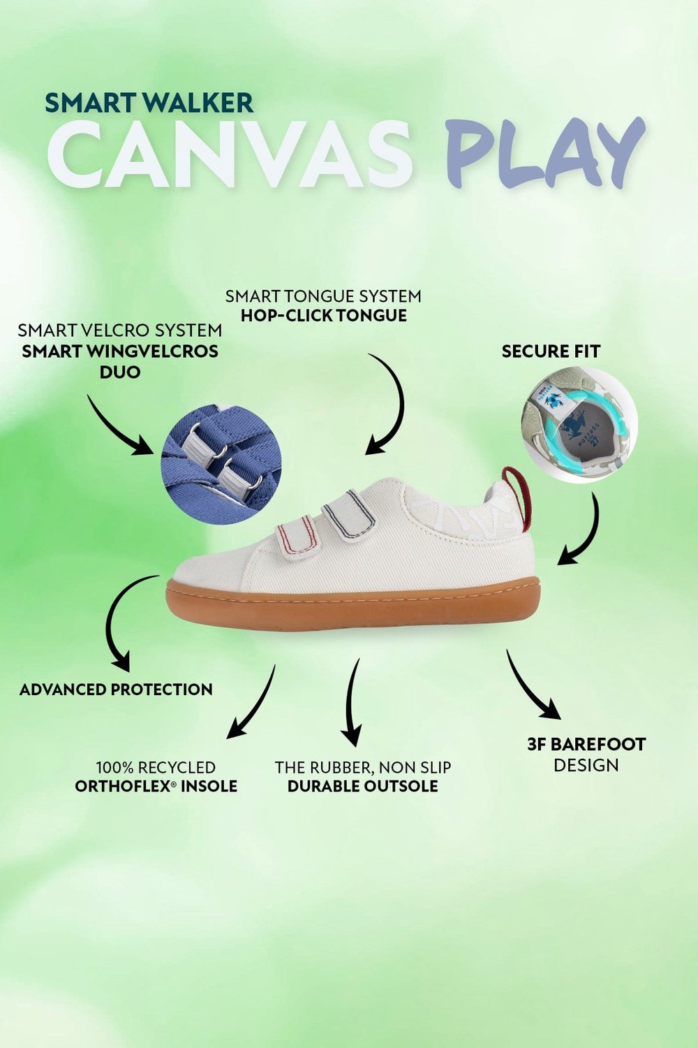 Smart Walker Canvas Play Eco Beyaz Barefoot Çocuk Ayakkabı