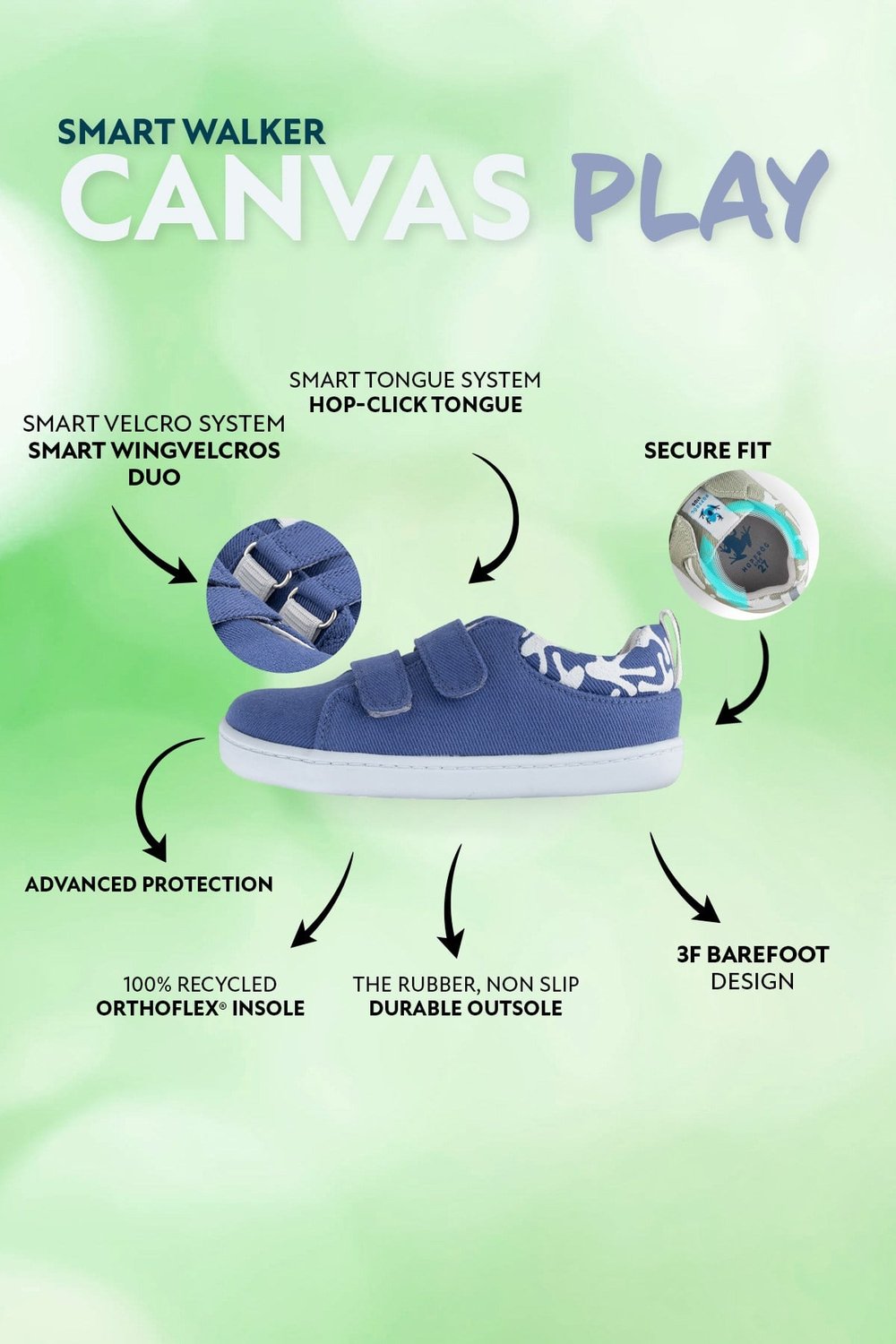 Smart Walker Canvas Play Eco Menekşe Barefoot Çocuk Ayakkabı
