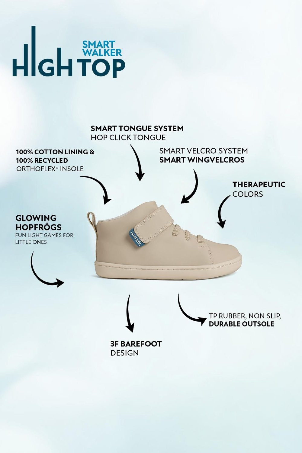 Smart Walker High Top Süper Mat Bej Barefoot Çocuk Bot