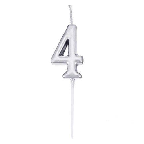 Gümüş Mum Rakamlı No:4