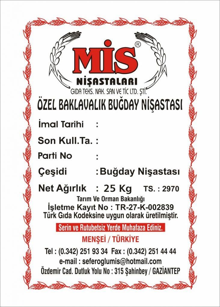 Mis Buğday Nişastası 25 kg