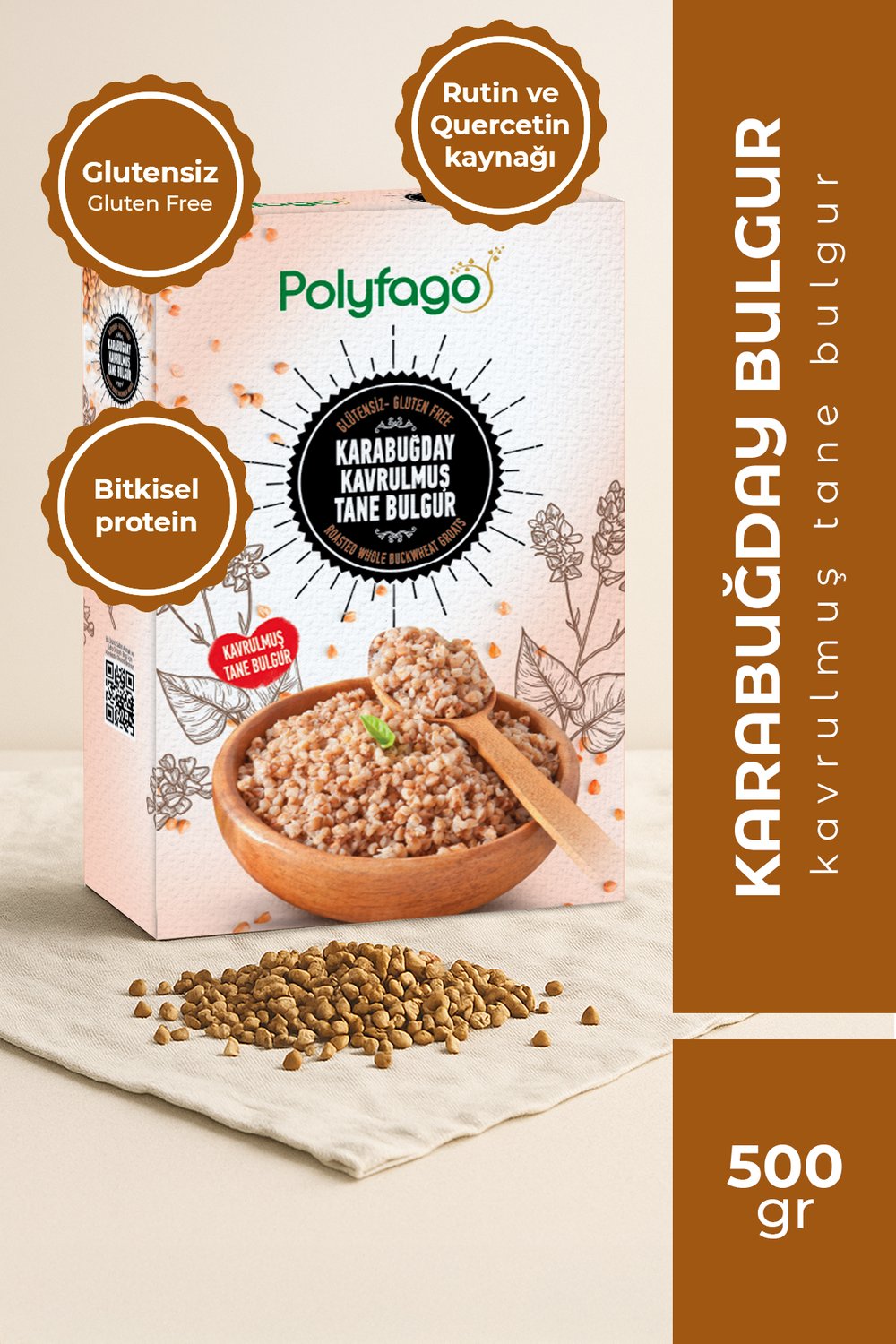 Polyfago Glutensiz Karabuğday Bulgur 500 gr 