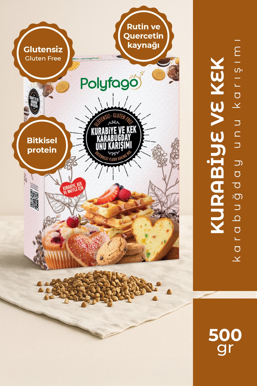 Polyfago Glutensiz Kurabiye ve Kek Karabuğday Unu Karışımı 500 gr