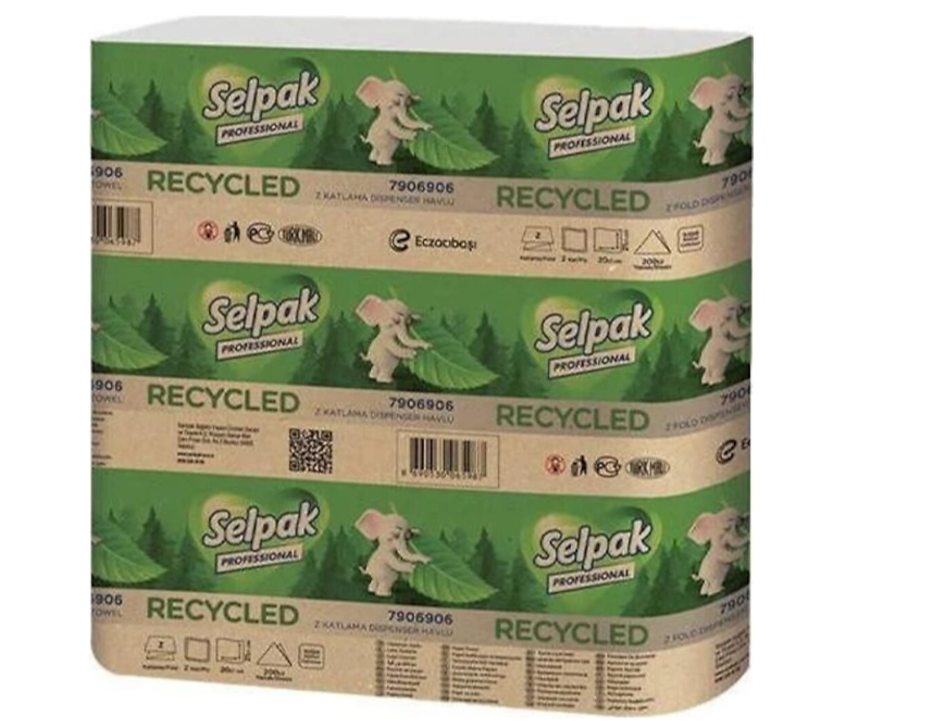 Selpak Pro Geri Dönüşüm Recycled Z Katlı Dispenser Havlu 200 Yaprak x 20 Adet (7906906)
