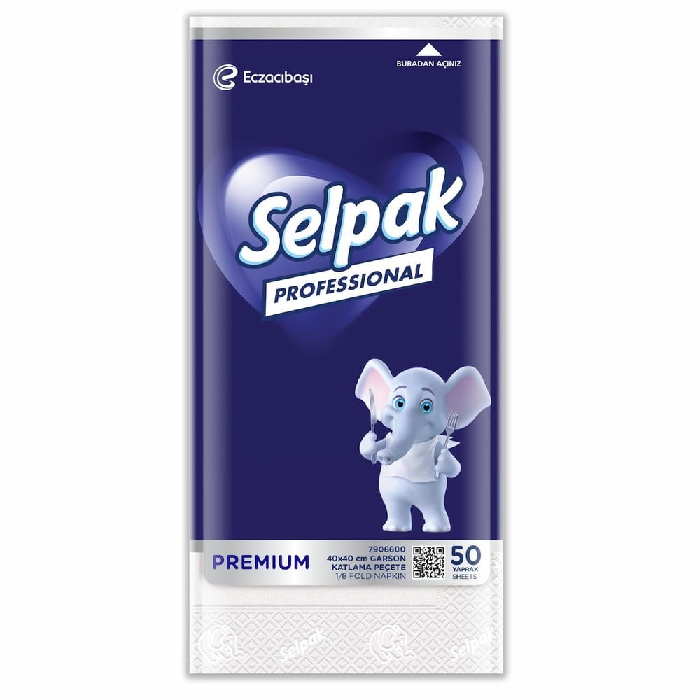 Selpak Professional 7906600 Garson Katlama Peçete 40x40 Beyaz 50'li x 20 Adet