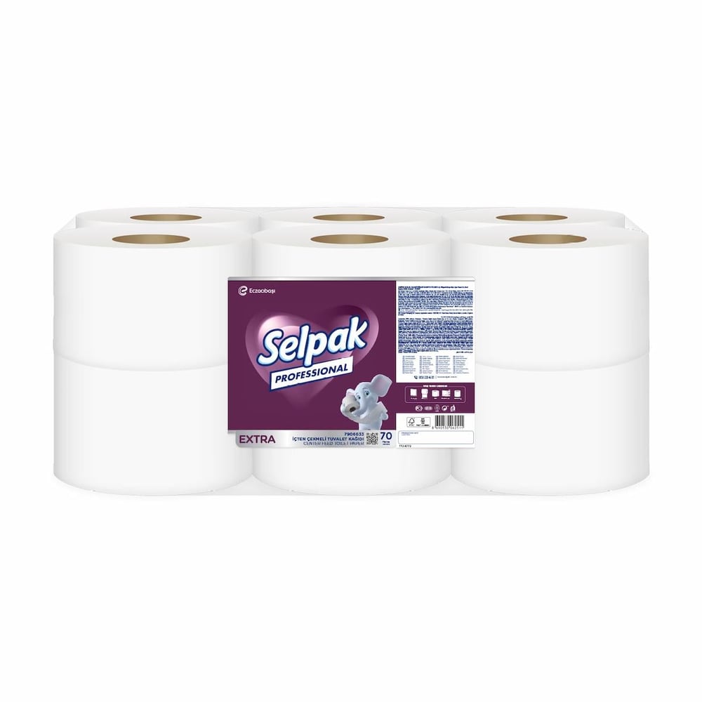 Selpak Professional Extra 7906633 İçten Çekmeli Tuvalet Kağıdı 70 mt x 12 Adet