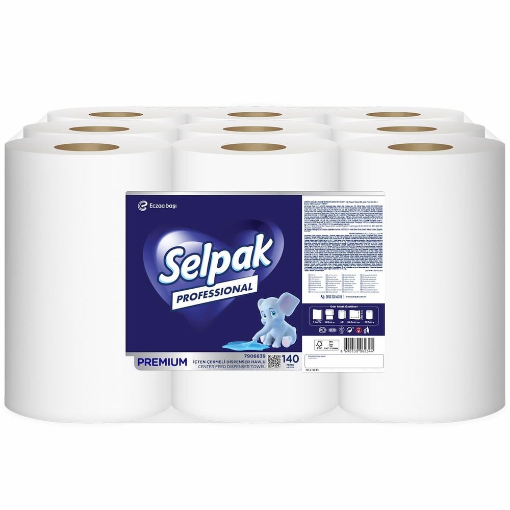 Selpak Profesyonel İçten Çekmeli Dispenser Havlu 140 m x 9 Adet (7906639)