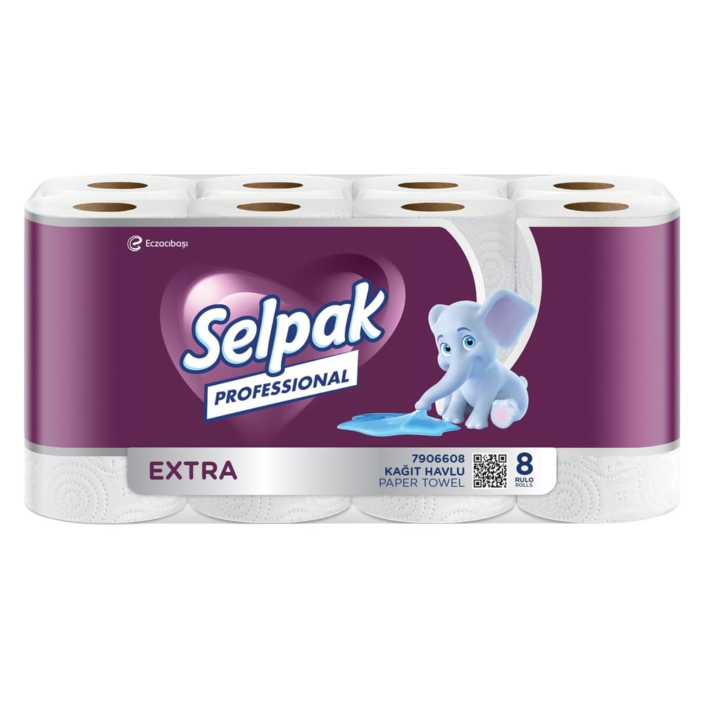Selpak Profesyonel Kağıt Havlu Extra Çift Katlı 23 x 12,5 cm 100 Yaprak 8'li  x 3 Adet (7906608)