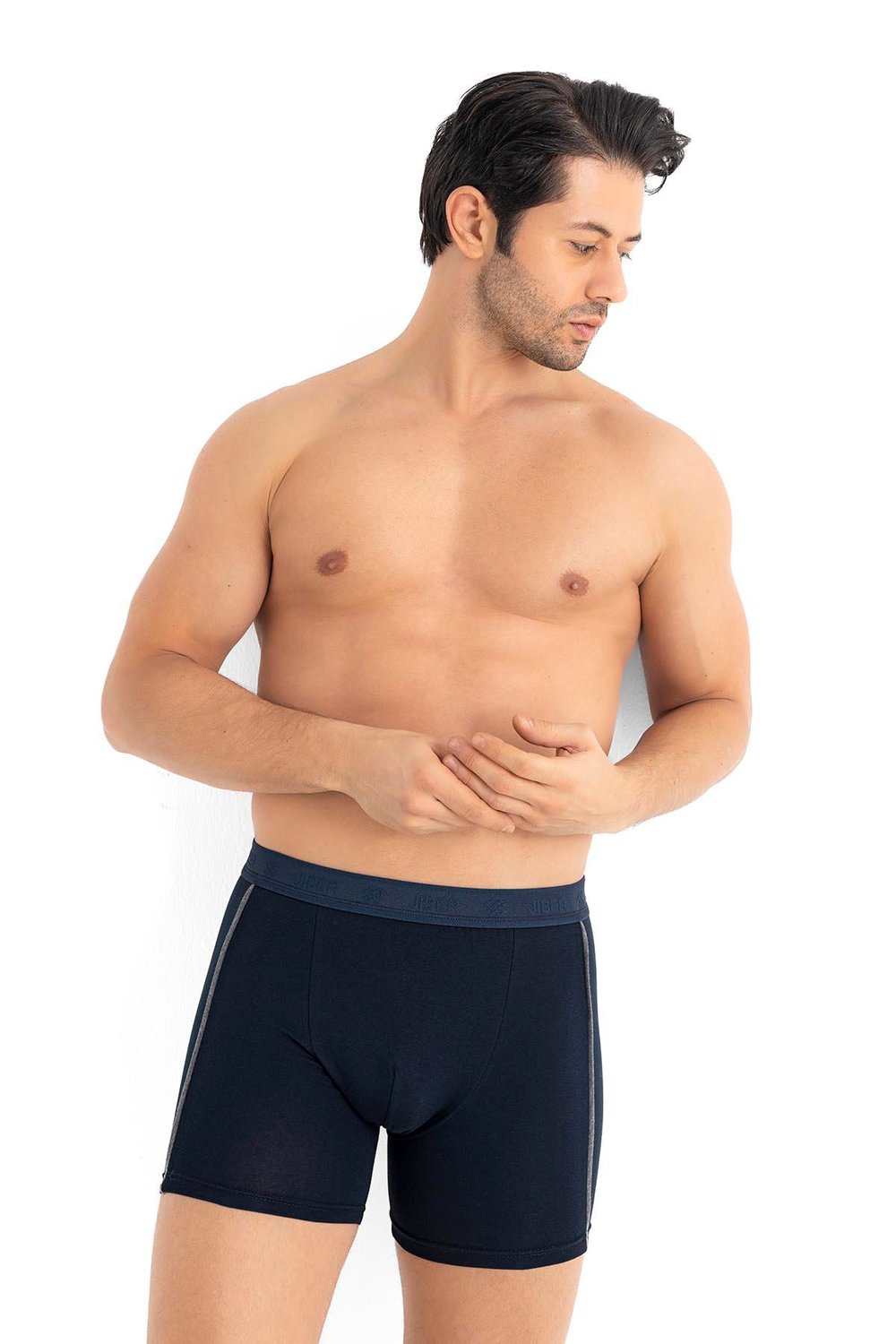 Erkek 3lü Ara Biyeli Pamuklu Modal Lacivert Boxer 288
