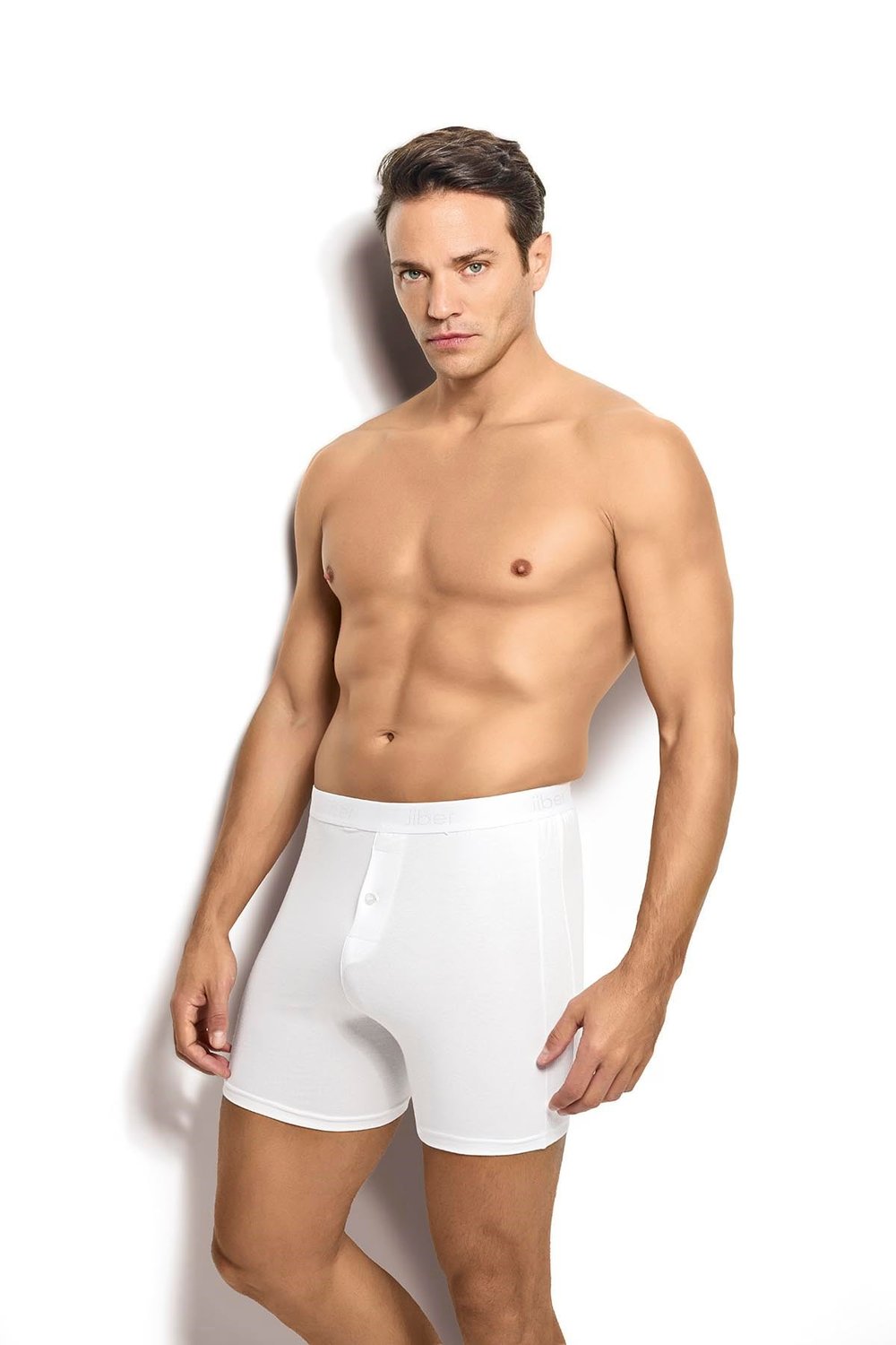 Erkek 6lı Beyaz Pamuklu Likralı Boxer