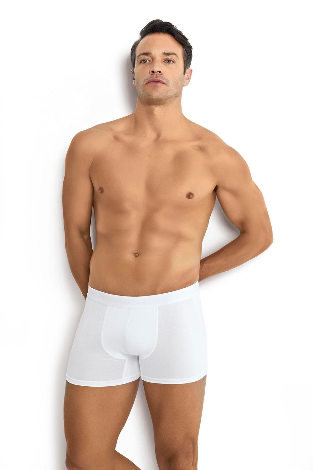 Erkek 6lı Beyaz Viskoz Likralı Boxer 