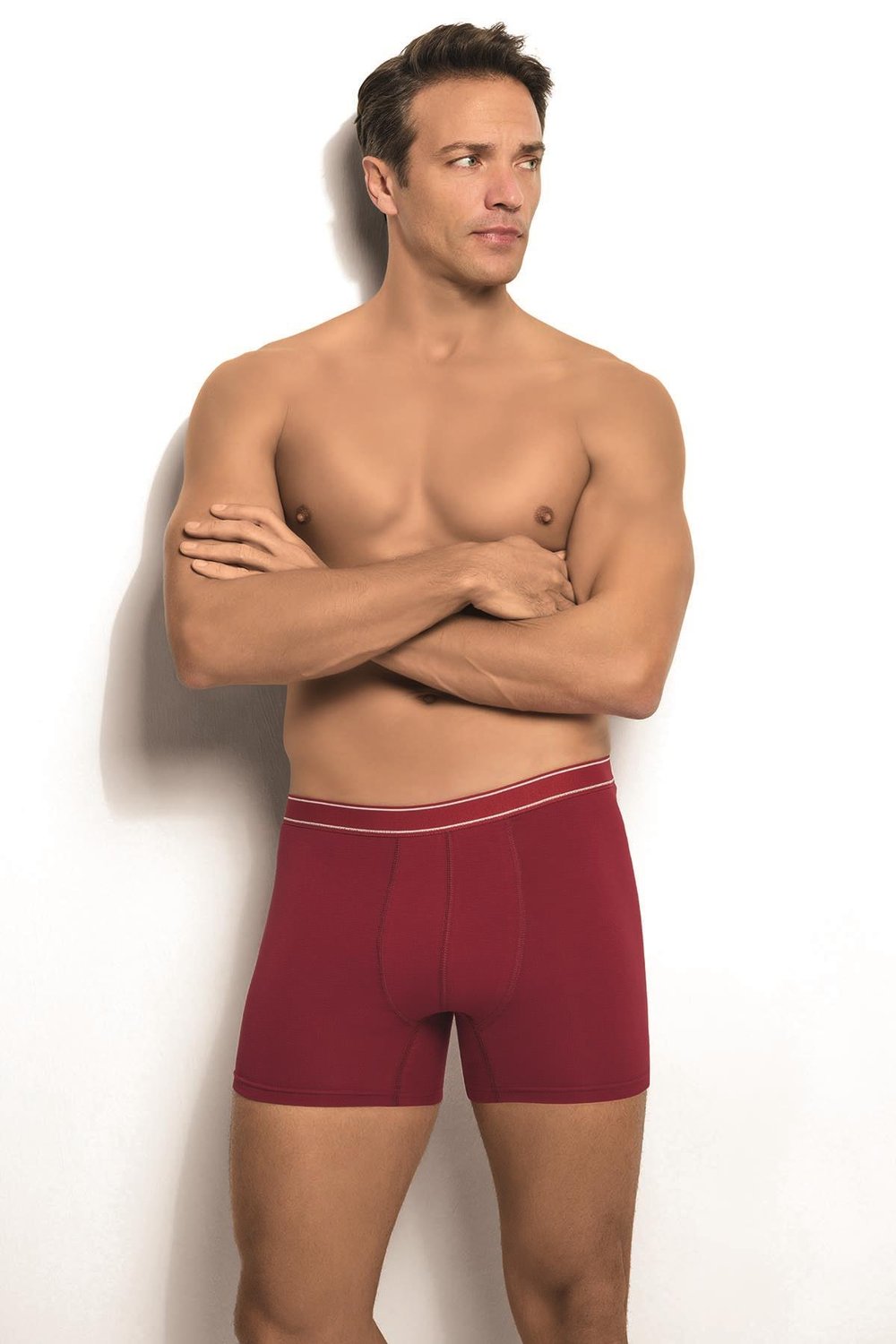 Erkek 6lı Bordo Likralı Boxer