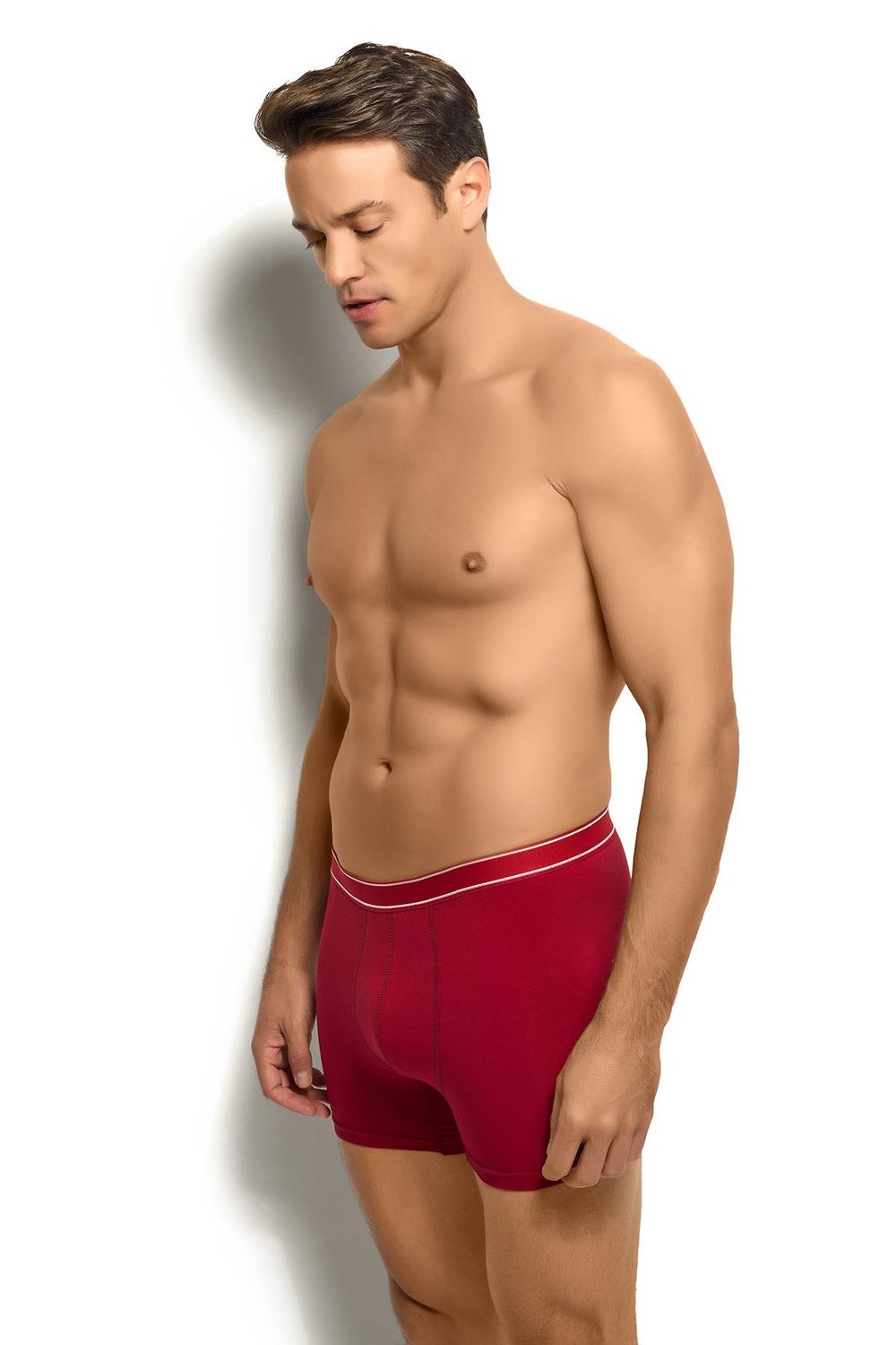 Erkek 6lı Bordo Likralı Boxer