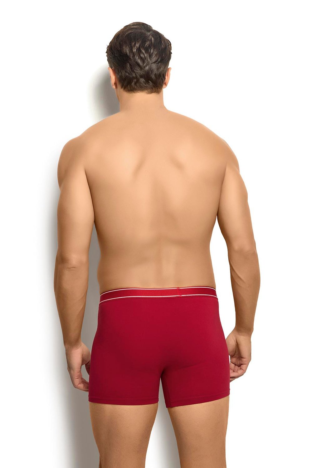 Erkek 6lı Bordo Likralı Boxer