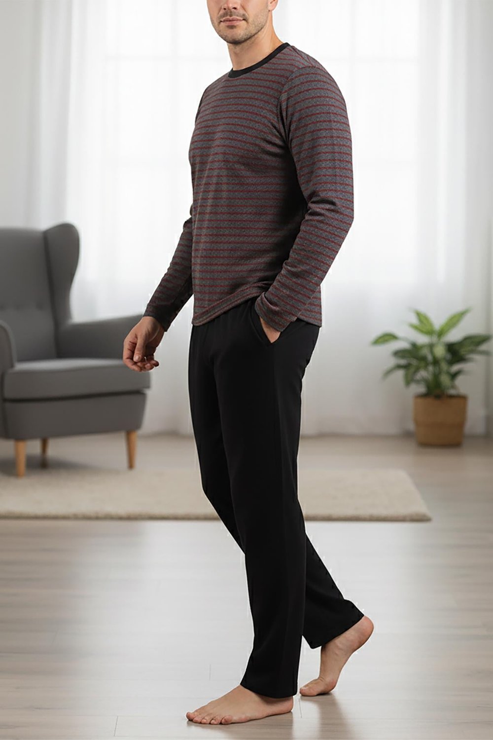 Erkek Bordo Pijama Takımı 15306