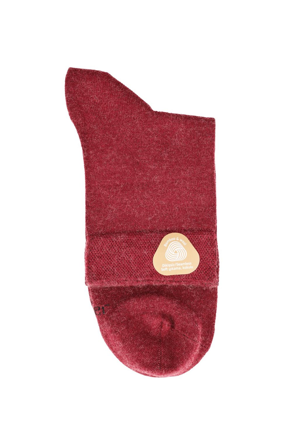 Erkek Bordo Yünlü Bambu Yarım Konç Çorap 5651