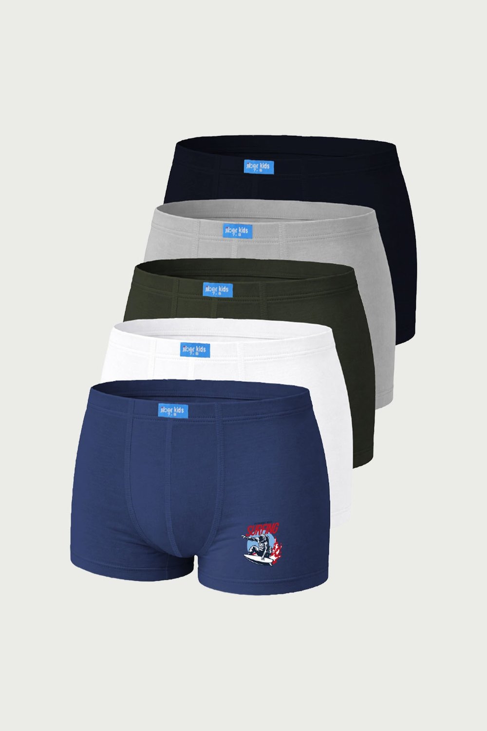Erkek Çocuk 5'li Karışık Renkler Baskılı Pamuklu Boxer