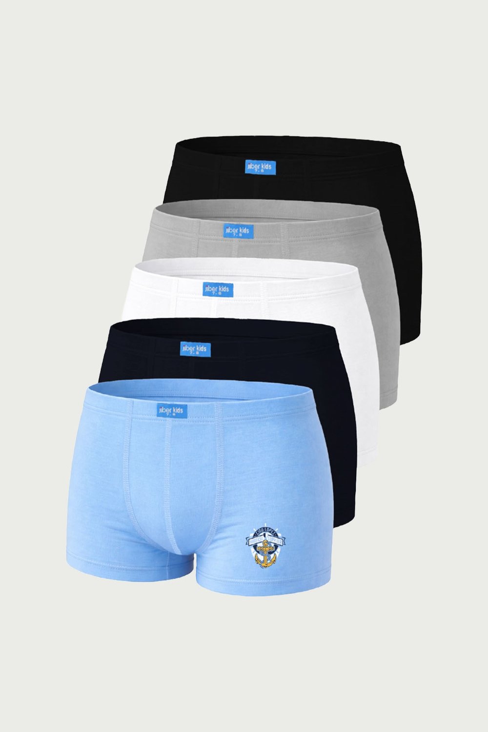 Erkek Çocuk 5'li Karışık Renkler Baskılı Pamuklu Boxer