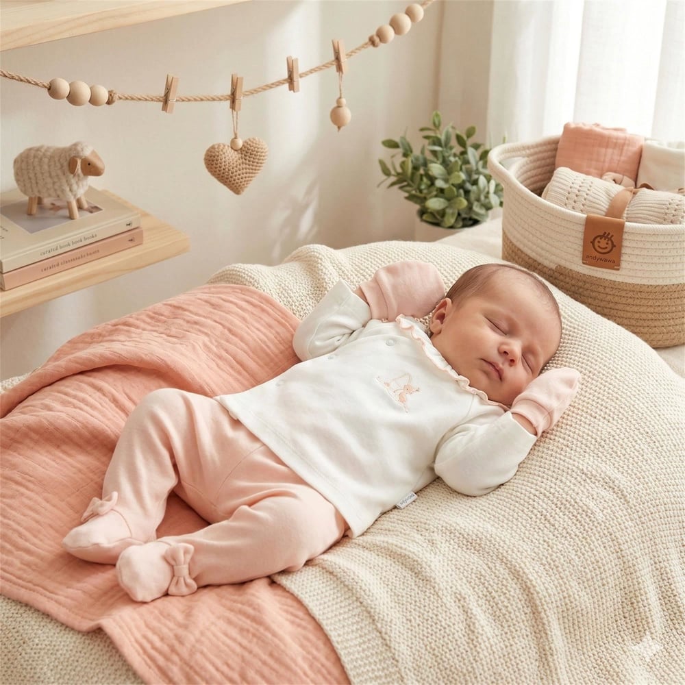 Andywawa Kız Bebek Little Swan Love 5li Hastane Çıkış Seti Somon AC26530
