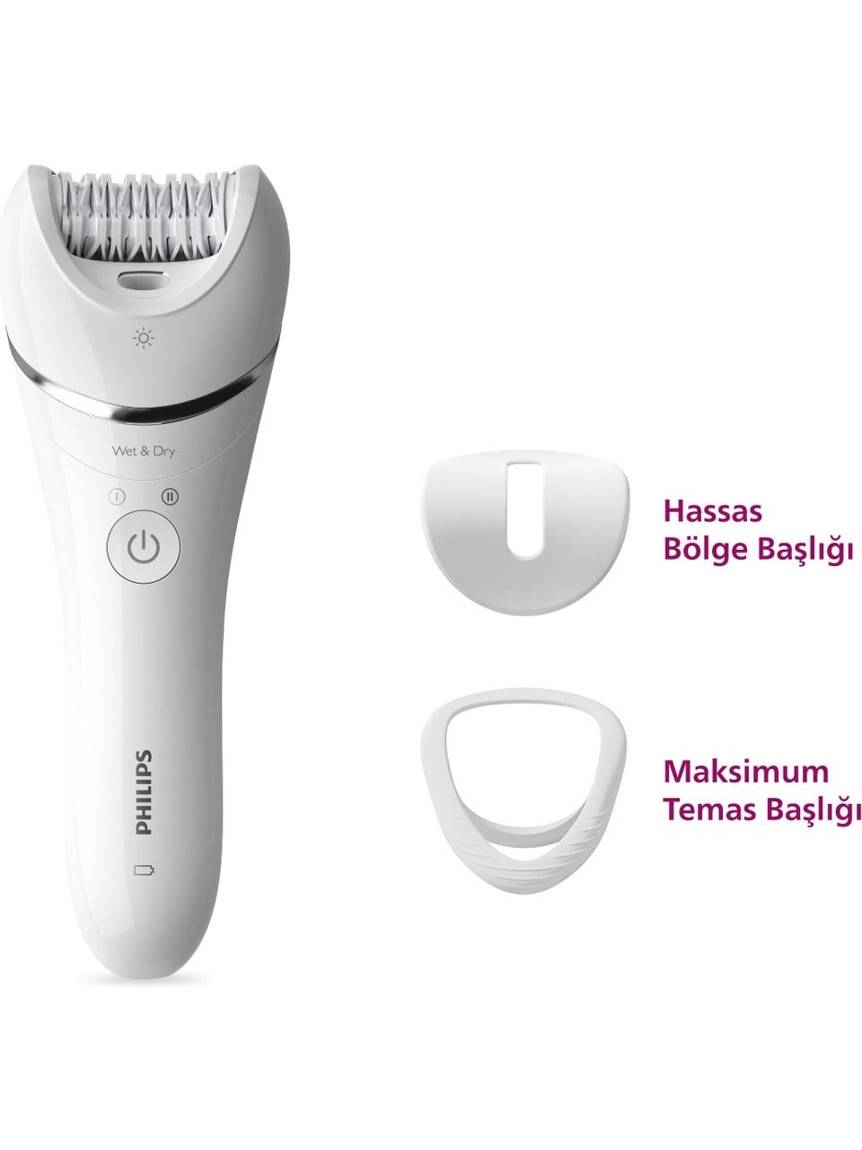 Philips BRE700/05 Epilatör (Yüz+Koltuk altı+Bikini Bölgesi+Bacak)Islak-Kuru,Işıklı,Kablosuz