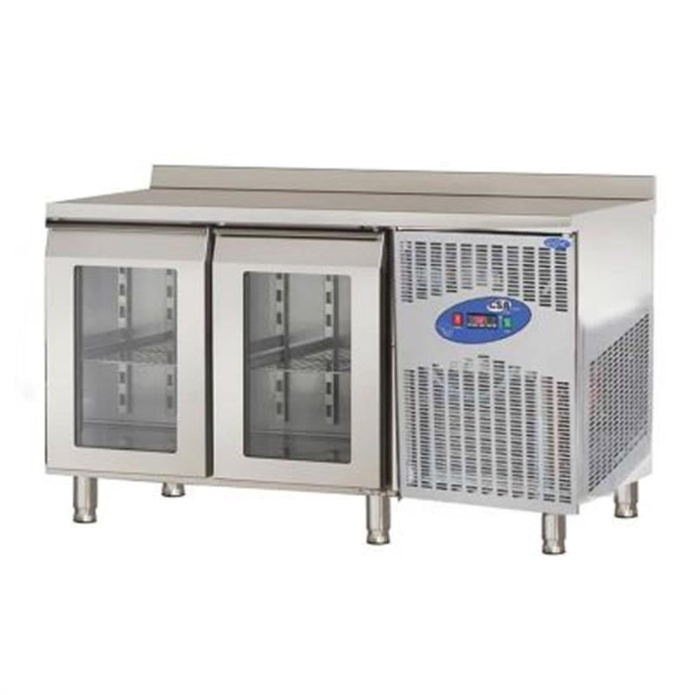 Csa 2 Cam Kapılı Tezgah Tip Buzdolabı, 120*70*85 cm, 304 Krom