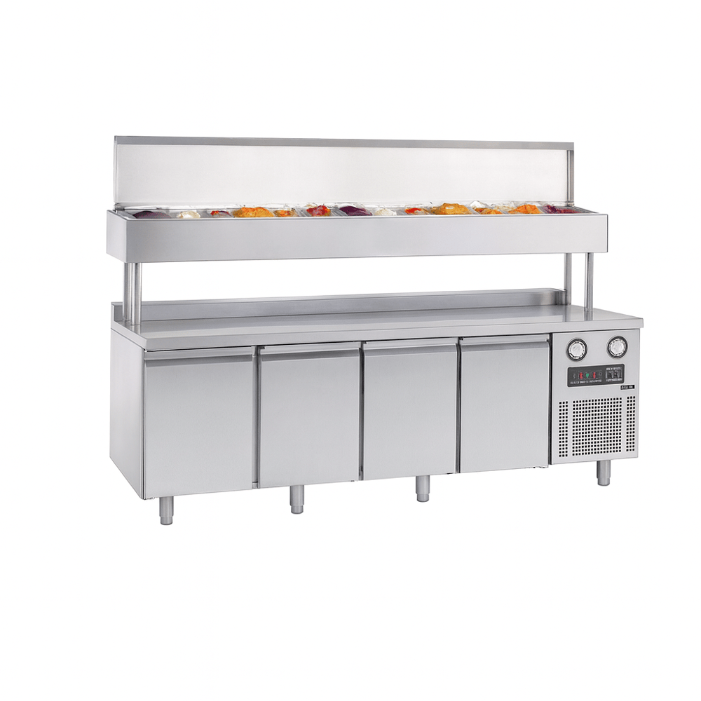 Frenox  233x70x142 cm.12 Adet 1/3 x150 GN Küvet Kapasiteli Yükseltilmiş Make-Up,Pizza Hazırlık Dolabı CGN4-YM-R290